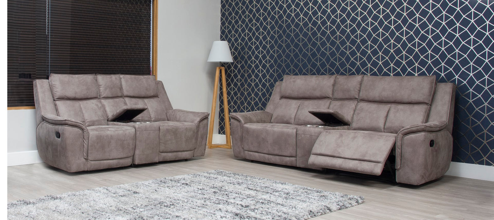 Barello Brown Grey Reclining Suite